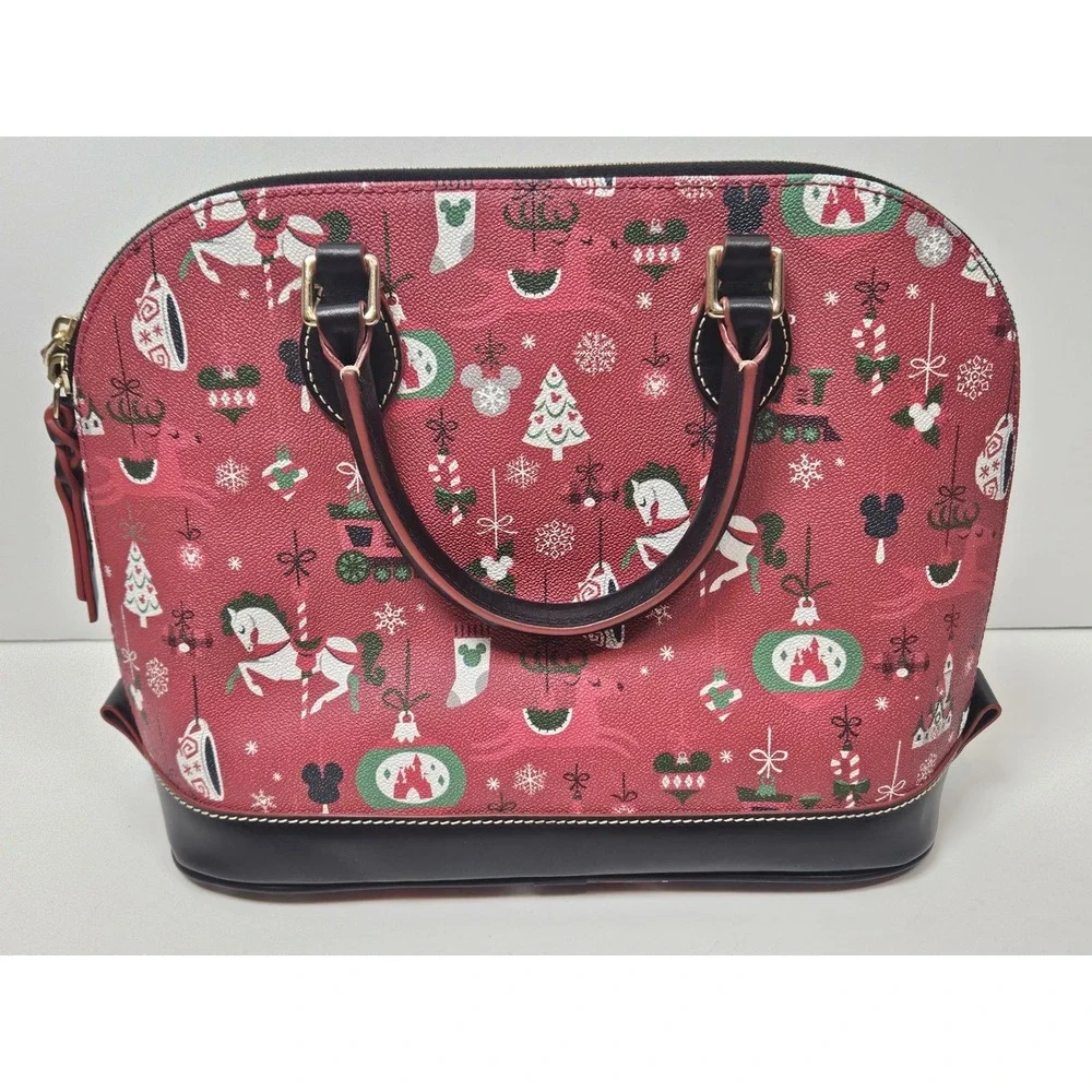 Dooney & Bourke Disney Farmhouse Holiday Satchel Top Handle Bag Christmas Red